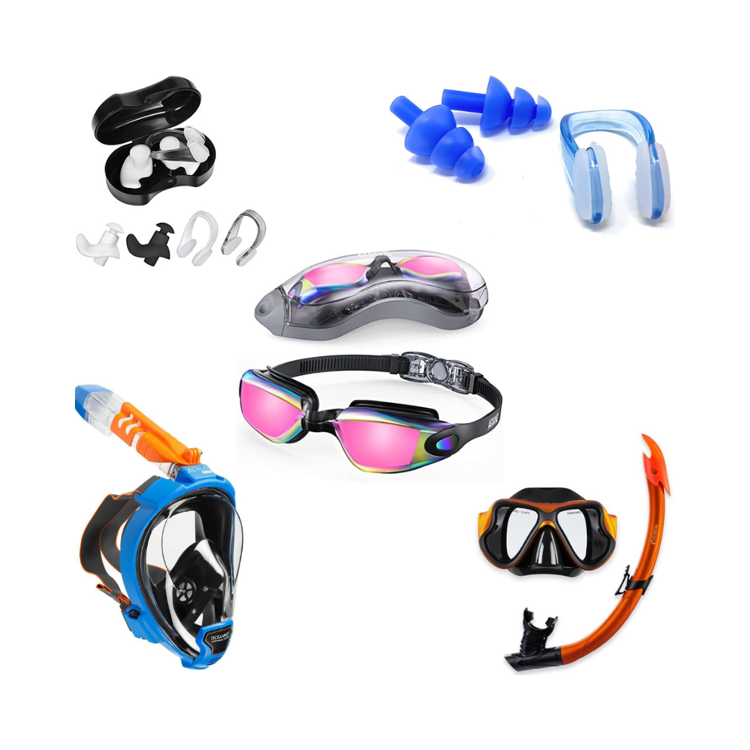 عینک شنا، دماغ‌گیر، گوش‌گیر